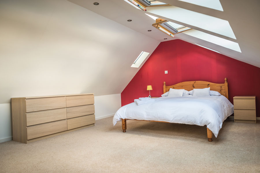 elegantredfeaturewallbedroom Furniture Leasing in Aberdeen